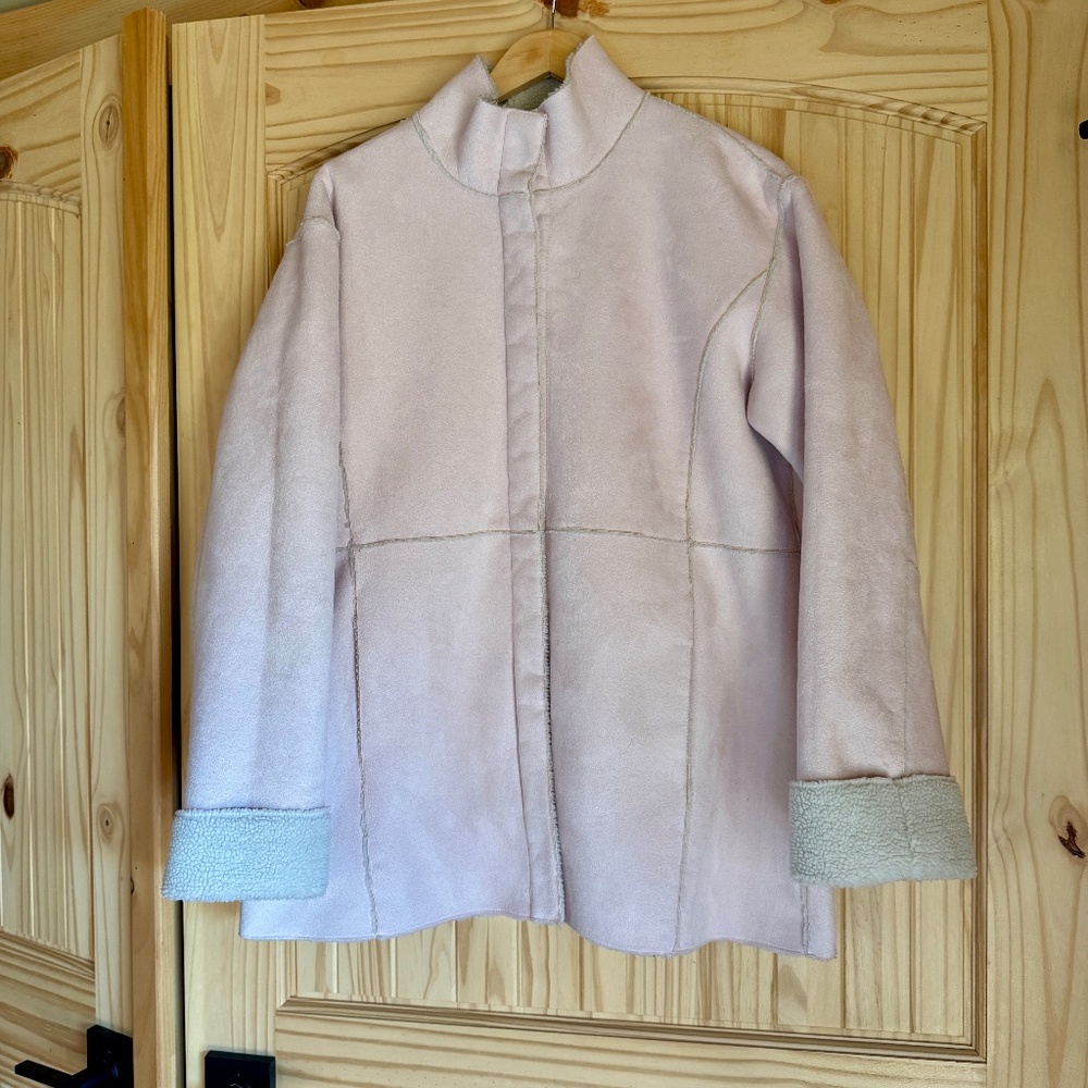 Coldwater Creek Women’s Faux Suede/Shearling Jacket Light Pink, Size XL